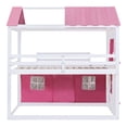 thumbnail image 3 of Harper & Bright Designs Full Over Full Bunk Wood House Bed with Elegant Windows Sills and Tent, Full House Bunk Beds, Pink, 3 of 17