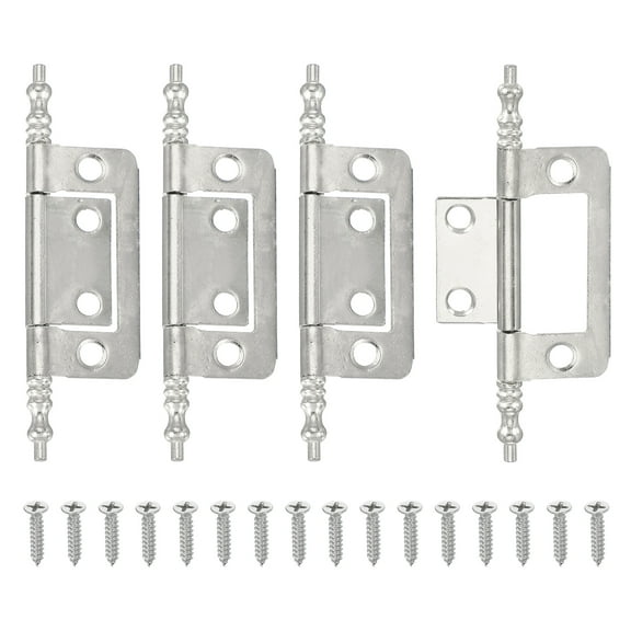 Uxcell Non-Mortise Door Hinges Heavy Duty Steel Flush Cabinet Hinges Silver