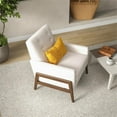 thumbnail image 4 of Steven Mid-Century Modern Tufted Cream Fabric Linen Accent Armchair, 4 of 7