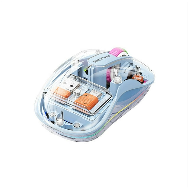 Ratón Inalámbrico Bluetooth Ratón Magnético Recargable Transparente Ratón con Lámpara Led Silenciosa de Modos para PC Portátil Azul