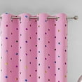 thumbnail image 4 of Bazaahm 100% Blackout Curtains Pink with Colorful Metallic Polka Dots Printed Grommet Window Drapes for Kids, 63"L x 52"W 2 Panels, 4 of 6