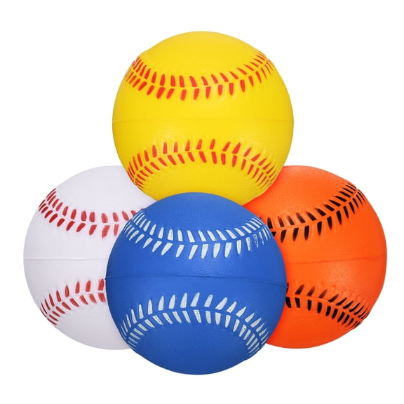 Uxcell Soft Sponge Foam Baseballs, PU Solid Baseballs Training Practice Ball 9" & 4 Pack & White/Yellow/Orange/Blue-Fitting for (Daily Practice/Fun Sports/Competition)