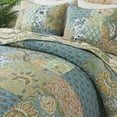 thumbnail image 4 of NEWLAKE 3-Piece Floral Cotton Patchwork Quilt Set Decor Quilt Set with Pillow Shams (Twin, Green), 4 of 7