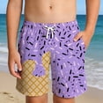 thumbnail image 4 of Toddler Boy Shorts Kids Ice Cream Print Soft Stretch Waist Summer Casual Breathable Shorts Light Purple 3-4 Years, 4 of 5