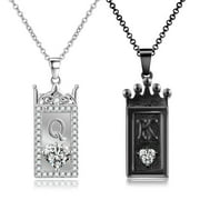 2 Pieces Couples Necklaces King Queen Matching Necklaces for Men Women Jewelry