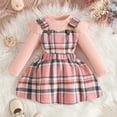 thumbnail image 2 of Duqingm Girls Clothes Ruffled Long Sleeve Top and Plaid Skirt 2PCS Set Fall Winter Girls Outfits Size 9Months-3Years (Pink,12-18 Months), 2 of 7