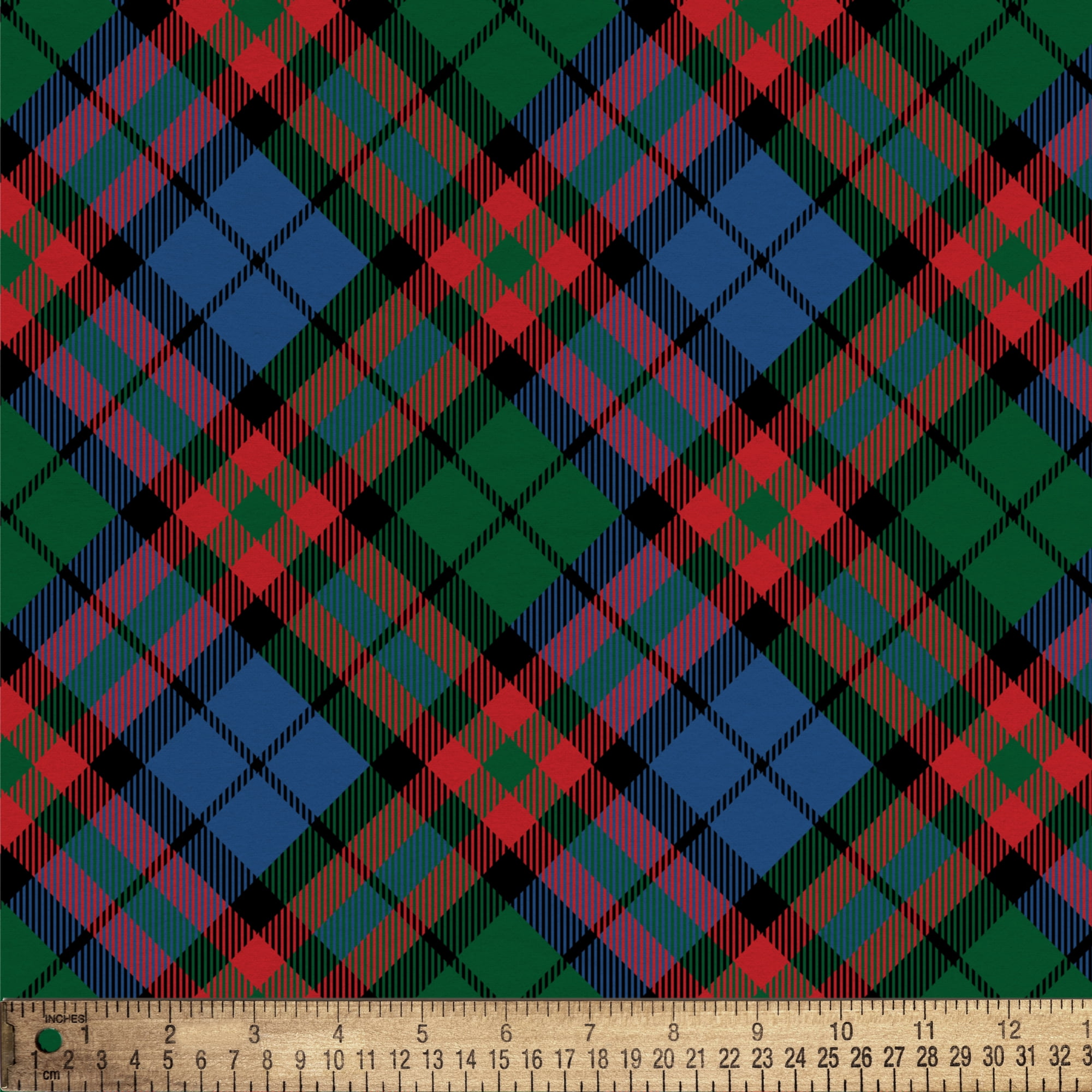 Mainstays 1.5 Yards 100% Cotton Light-weight Flannel Plaid Check, Red, Blue, Green, 60" Wide for Crafts