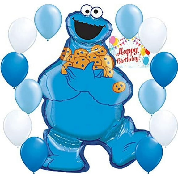 RAPID-N-GUARANTEED Balloon Decoration Bundle, Cookie Monster, Blue, 5 Pieces