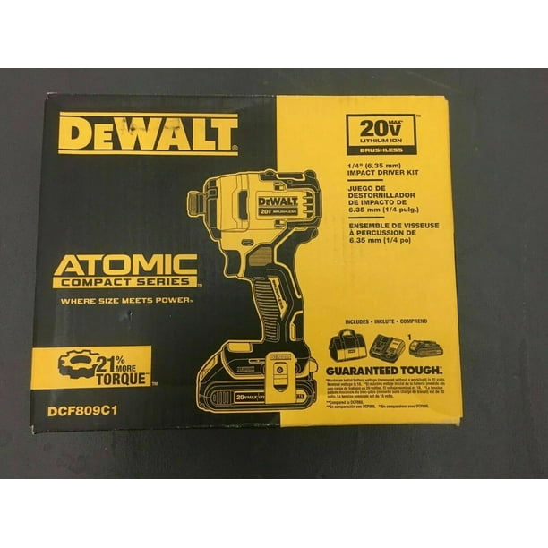 New Dewalt Dcf809c1 20v Lith Ion Atomic Compact Series 1 4 Impact Driver Kit Walmart Com Walmart Com