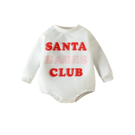 

Baby Christmas Clothes Baby Boy Girl Sweatshirt Letter Prin Romper Santa Baby Romper Tops Fall Winter Outfits