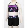 thumbnail image 5 of Alvivi Girls 2Pcs Ballet Dance Outfits Mermaid Tankini Swimsuit Shiny Crop Tops Booty Shorts Set, 5 of 7