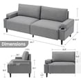 thumbnail image 2 of Modern Loveseat Sofa with Cup Holder and Storage Bag - Deep Seating Couch with Sturdy Wood Frame, Grey, 2 of 5