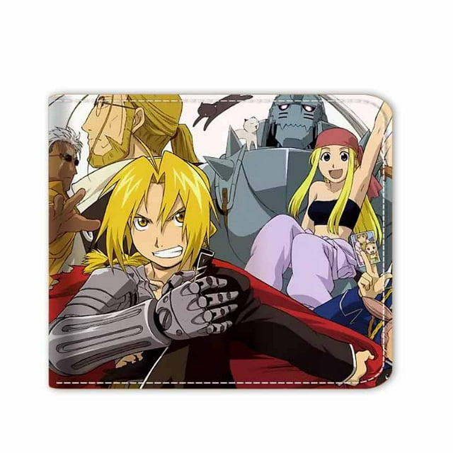 Cartera Fullmetals Alchemists, personajes de anime, delgada, doble