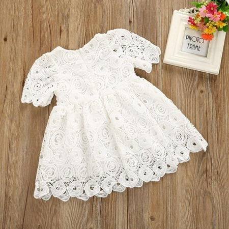 

Clearance Toddler Girls Elegant Lace Pom Pom Flutter Sleeve Party Princess Dress