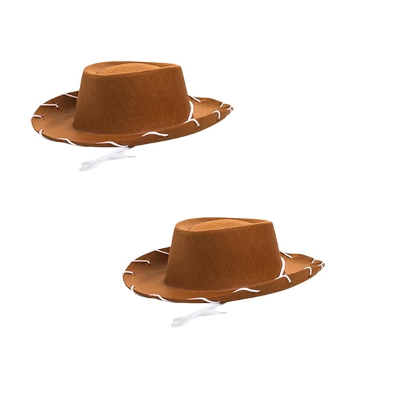 Grblisyd 2 Pack Kids Cowboy Hat Small Western Cowgirl Hat Wide Brim Cowboy Hat with Neck Drawstring Cosplay Costume Accessories for Halloween Dress Up Party