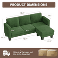 thumbnail image 5 of Homall Velvet Convertible Reversible Chair Living Room Furniture Set, Green, 5 of 8