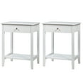 thumbnail image 3 of Gymax 2PCS Nightstand Sofa Side End Table Bedroom Living Room w/ Shelf Drawer White, 3 of 10