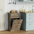 thumbnail image 3 of Homall 10 Gallon Tilt Out Wooden Trash Cabinet with Drawer, Garbage Recycling Trash Can for Kitchen Storage Cabinet for Laundry, Brown, 3 of 7