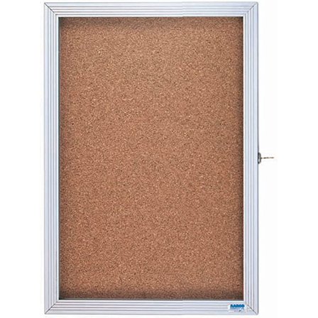 Aarco Products 24"x18" 1-Door Indoor Enclosed Bulletin Board with Aluminum Over Lapping Hinged Door with Lock