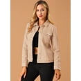 thumbnail image 2 of Chaqueta de gamuza sintética con botones a presión, bolsillos con solapa y cuello vuelto para mujer Albaricoque S, 2 of 6