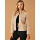 thumbnail image 2 of Chaqueta de gamuza sintética con botones a presión, bolsillos con solapa y cuello vuelto para mujer Albaricoque S, 2 of 6