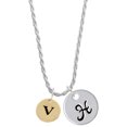 thumbnail image 1 of Delight Jewelry Goldtone Disc 1/2'' Initial - v - Silvertone Script Initial Disc - H - Charm Necklace, 20"+3", 1 of 4