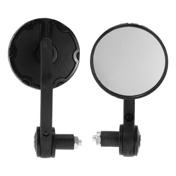 Unique Bargains 1 Set M8 Universal Motorcycle Rear View Mirrors Bar End Side Mirrors Mount Adjustable Aluminum Plastic Black Round Shape