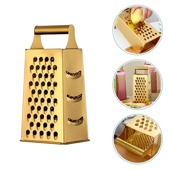 WEAVILUX Heavy Duty Golden Stainless Steel Grater for Slicing Shredding and Mashing