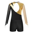 thumbnail image 6 of Lejafay Kids Girls Mesh Long Sleeve Gymnastics Leotards with Athletic Shorts Sets Biketard Dance Gold&Black 8, 6 of 7