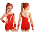 thumbnail image 5 of Haitryli Kids Workout Clothing Sets Tumbling Gymnastic Outfits Tank Ballet Unitard Clothes with Shorts B Red 8, 5 of 7