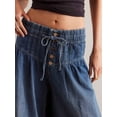 thumbnail image 4 of Women's Baggy Wide Leg Denim Pants Drawstring Midi Waisted Flare Jeans Ruffle Pleated Button Jeans, 4 of 8