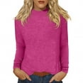 thumbnail image 2 of Mock Neck Tops for Women Loose Fitting Long Sleeve Shirt Cozy Casual Fitted Basic Tees Lightweight Comfy Pullover Hot Pink 3XL, 2 of 5