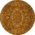 thumbnail image 1 of Ahgly Company Machine Washable Indoor Round Persian Yellow Traditional Area Rugs, 3' Round, 1 of 4