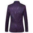 thumbnail image 6 of QATAINLAV Mens Big and Tall Dress Blazer Paisley Jacquard Tuxedo Jackets Long Sleeve Button Lapel Suit Coat for Wedding Party Purple M, 6 of 8