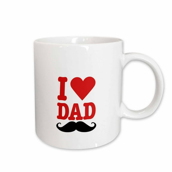 3drose, I Love Dad Mustache - Fun Lovable Art, 15oz Mug