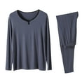 thumbnail image 3 of Bovxnpu Men Pajamas Sets Long Sleeve Pant Sleepwear Cotton Crew Neck Long Sleeve 2-Piece Warm Comfortable Sleepwear, 3 of 7