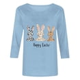 thumbnail image 4 of Cavosen Happy Easter Womens 3/4 Sleeve Blouses Summer Bunny Funny Letter Print Pullover Shirts Round Neck Festival Tops Vacation Holiday T Shirts Casual Dressy Tees Blue L, 4 of 4
