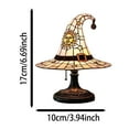 thumbnail image 4 of Witch Hat Lamp Stained Glass Style, Gothic Resin Table Light for Halloween Decor Bedside Night Light, 4 of 7