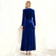 thumbnail image 4 of Delconic Women’s Long Sleeve Velvet Maxi Dress V Neck Floor Length Evening Gown Elegant Formal Party Wear for Special Occasions Blue L, 4 of 4