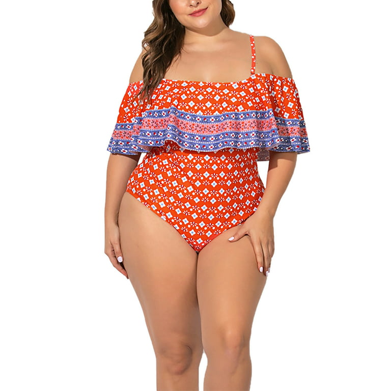 Sexy Dance Plus Size Ruffle Swimsuit For Women Ladies, One Piece