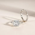 thumbnail image 2 of Divine Creation 2.40 Ct Emerald Cut White Diamond Engagement Wedding Thanksgiving Christmas Bridal Ring Set 14K White Gold Plated 925 Sterling Silver For Women's -10, 2 of 3