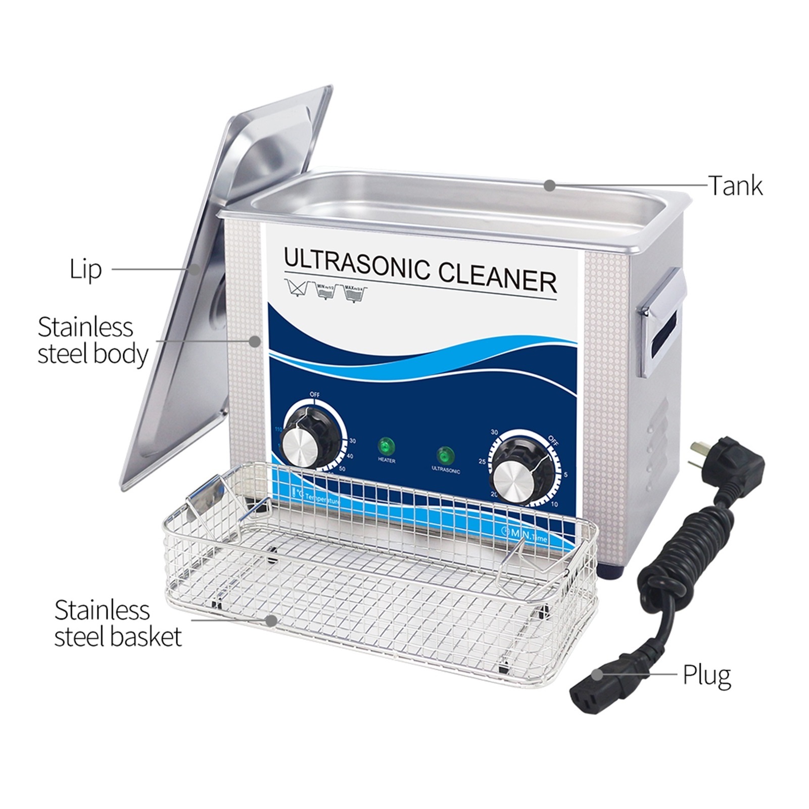 Electric Ultrasonic Cleaner 4.5L 180W Quality Transducer Commercial Wash Machine Spark Screw Nail Dental Tool Cleaning Bath ,Strong Cleaning
