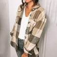 thumbnail image 2 of Womens Casual Flannel Plaid Button-Down Jacket Long Sleeve Lapel Pocketed Shacket Coat, 2 of 5