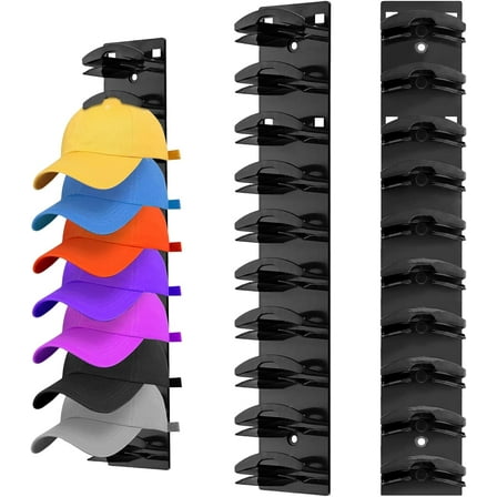 Hat Organizer for Baseball Caps 2Pack, Hat Organizer, Hat Rack for Wall with Strong Adhesive Hold up to 20 Hats, Hat Hanger Holder Display for Door Closet, Cap Organizer