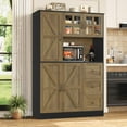 thumbnail image 4 of Homfa 62″ Farmhouse Pantry Cabinet with Microwave Shelf, Kitchen Hutch with Adjustable Shelves, 5-doors Freestanding Cupboard for Living Dining Room, Oak, 4 of 7