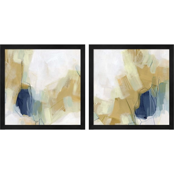 Great Art Now Blue Beacon by June Erica Vess, 2 Piece Framed Art Set Each 13.25"W x 13.25"H
