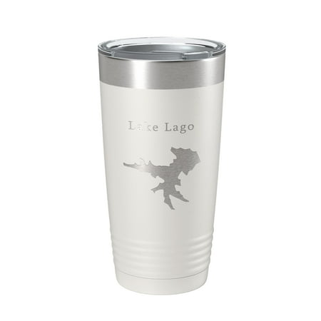 

Lake Lago Map Tumbler Travel Mug Insulated Laser Engraved Coffee Cup Hot Springs Village Arkansas 20 oz White