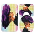 thumbnail image 6 of 3Pcs Africa Girl Bathroom Set Toilet Lid Cover + Floor Pedestal Rug + Non-slip Pad Mat Carpet Home Decor Gift, 6 of 7