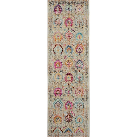 Nourison Vintage Kashan VKA04 Beige/Light Blue/Pink Indoor Area Rug - 2'4 x 8'
