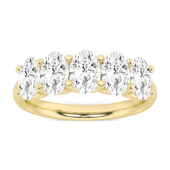 Fireborn - 2Cttw Oval Shaped Lab Grown Diamond (F/VS) Five Stone Band Ring in 14K Gold